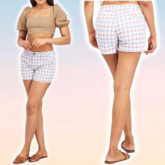 NWT MARKET & SPRUCE Checkered Chino Shorts Sz 8 Multicolor - Picture 1 of 5